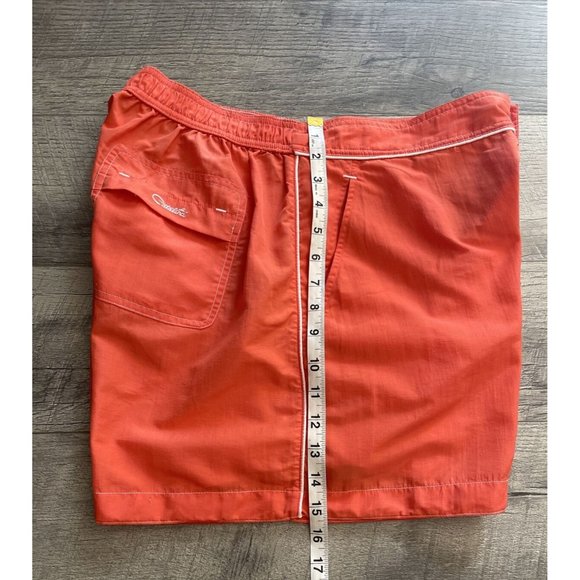 Catalina Shorts Womens Large Orange Nylon Swim Trunks Elastic Pockets Piping VTG - Picture 14 of 14